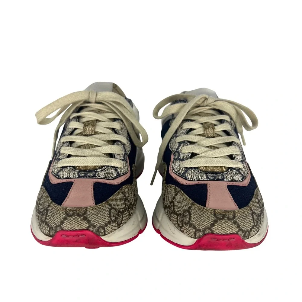 Gucci GG Rhyton Sneakers GG Supreme Canvas Pink Blue‎ Size 38